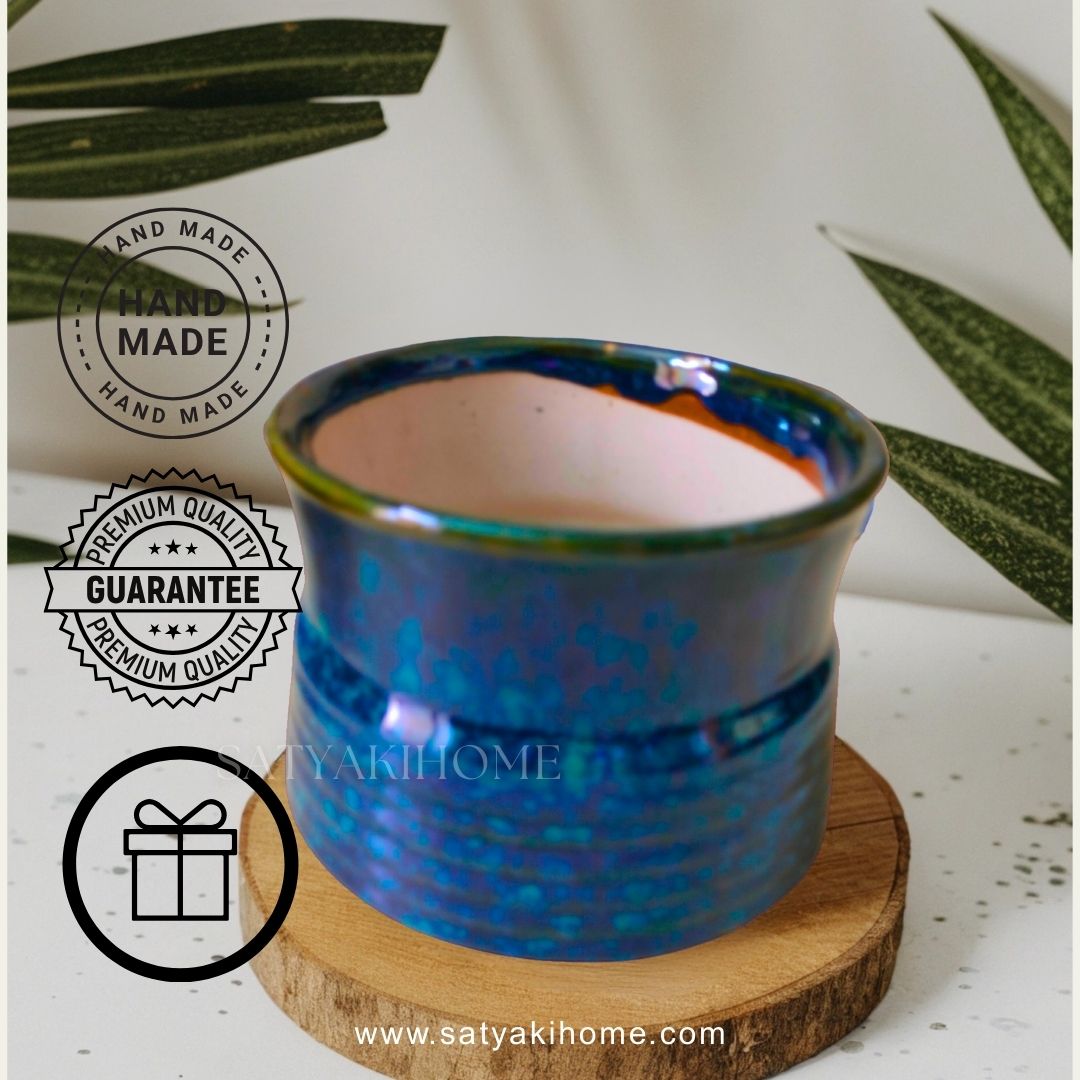 Blue Green Ceramic Planters Pot | Set of 3