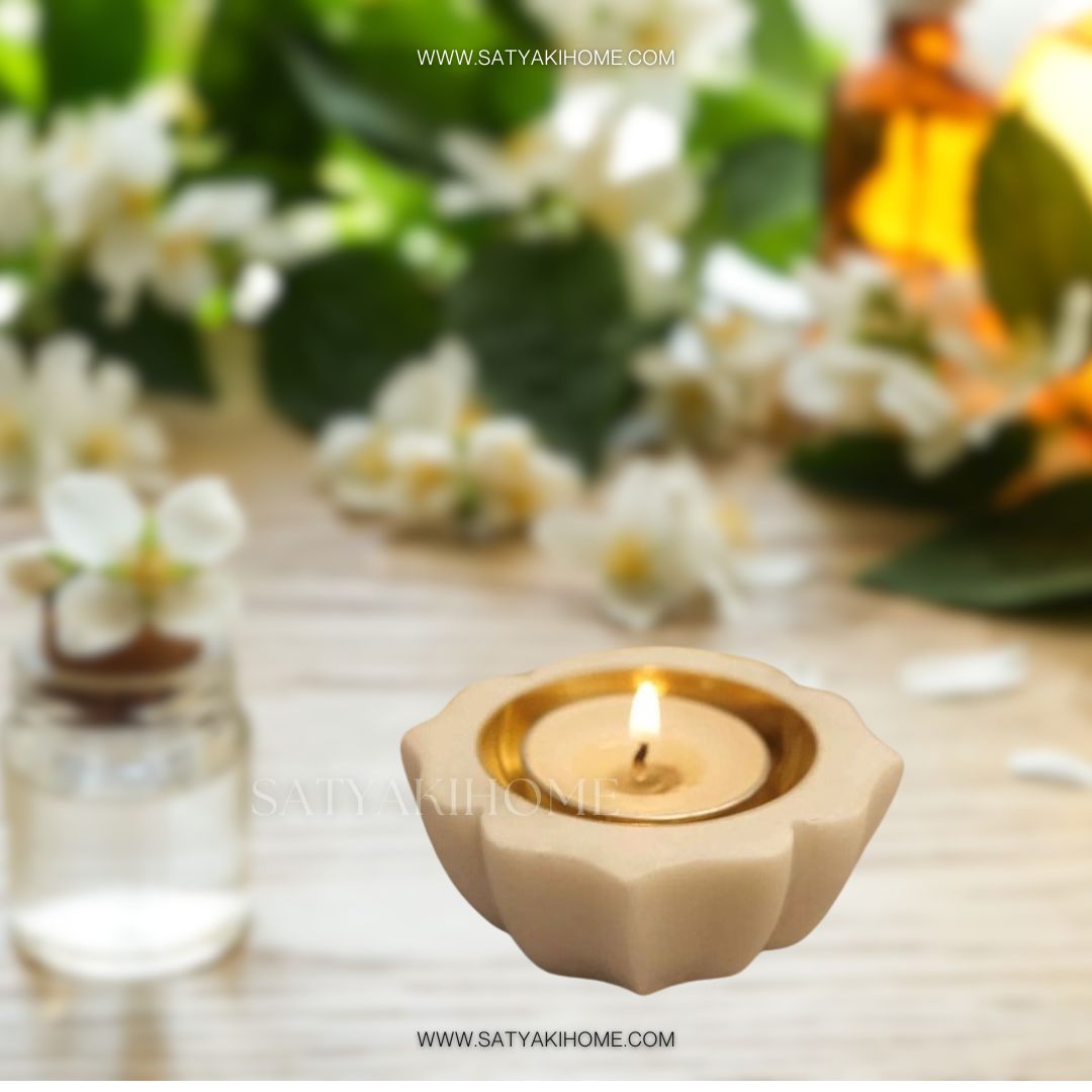 Satyaki Mehraab Marble & Brass Diya Set of 2