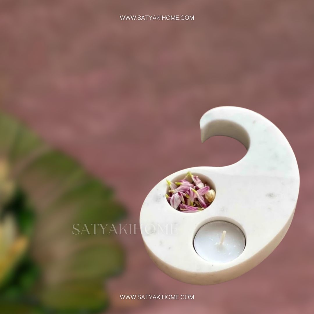 Satyaki Paisley Marble Votive Holder Set of 2