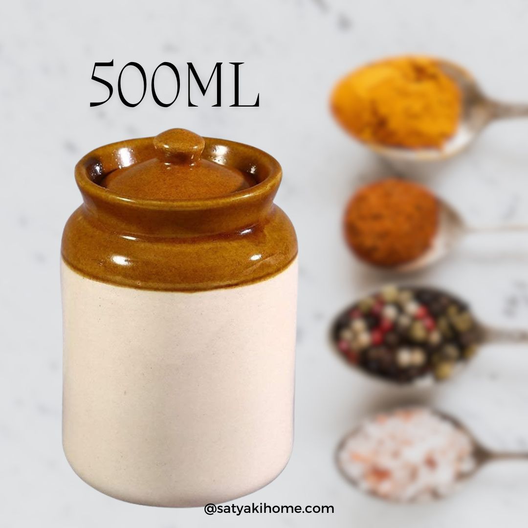 Vintage Martaban Chutney Container | Ceramic Pickle Jar | 500ml