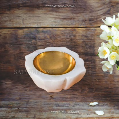 Satyaki Mehraab Marble & Brass Diya Set of 2