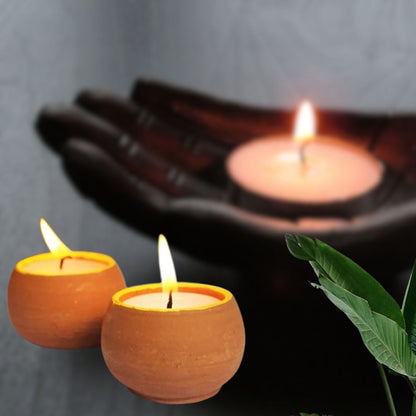 Handmade Terracotta Ball Candles (D-2in, H-1.7in) (Set Of 4)