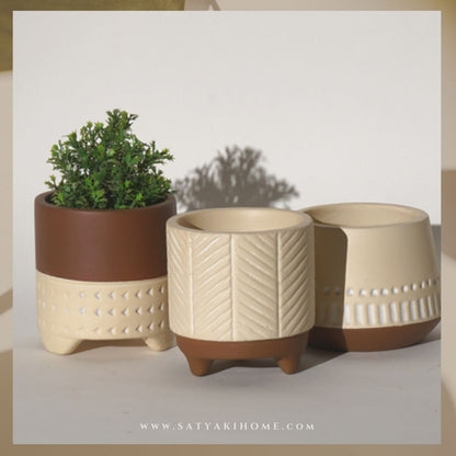 Beige & Brown Terracotta Pot | Indoor Planter | Set of 1