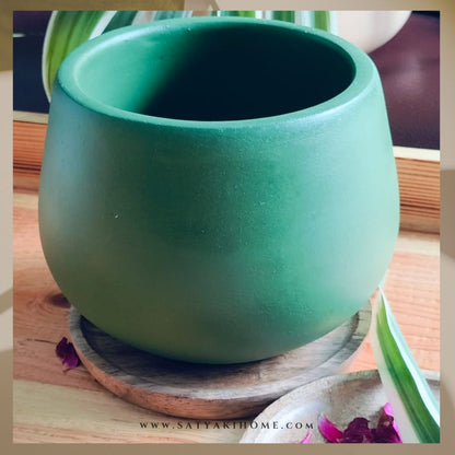 Matte Painted Terracotta Pot | Indoor Planter | Dark Green