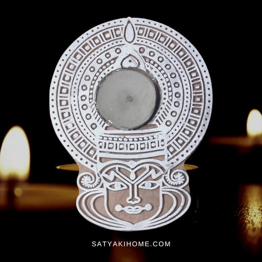 Handcrafted T-Light Wooden Candle Holders | Kathakali Face