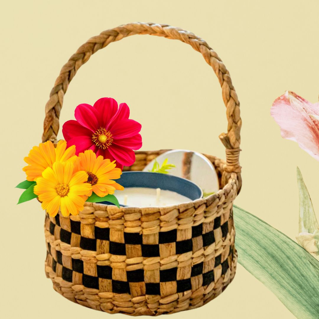 Mini Round Water Hyacinth Basket | Gift Hamper Basket | MultiPurpose Basket | Pack Of 1