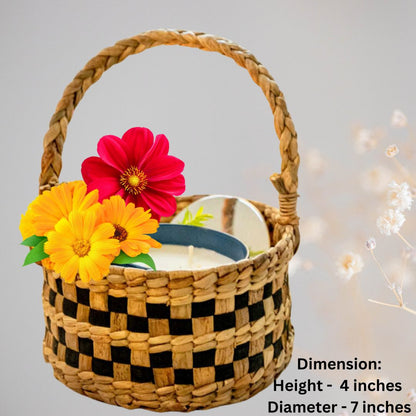 Mini Round Water Hyacinth Basket | Gift Hamper Basket | MultiPurpose Basket | Pack Of 1