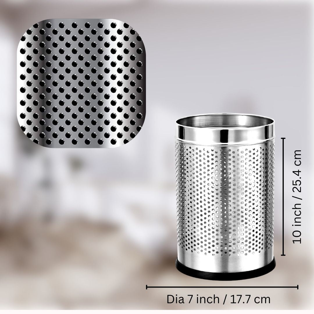 Stainless Steel Perforated Dustbin for Home and Office | Set of 1 | 7 x 10 inch