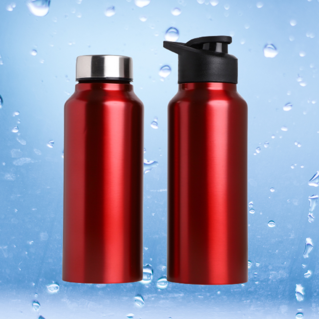 Classic Red Stainless Steel Water Bottle | 750 ml | Red | Set of 2