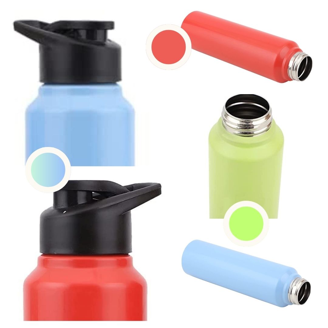 Stainless Steel 1 Ltr Water Bottle with Sipper Cap | Set of 3 (Green, Blue and Red)