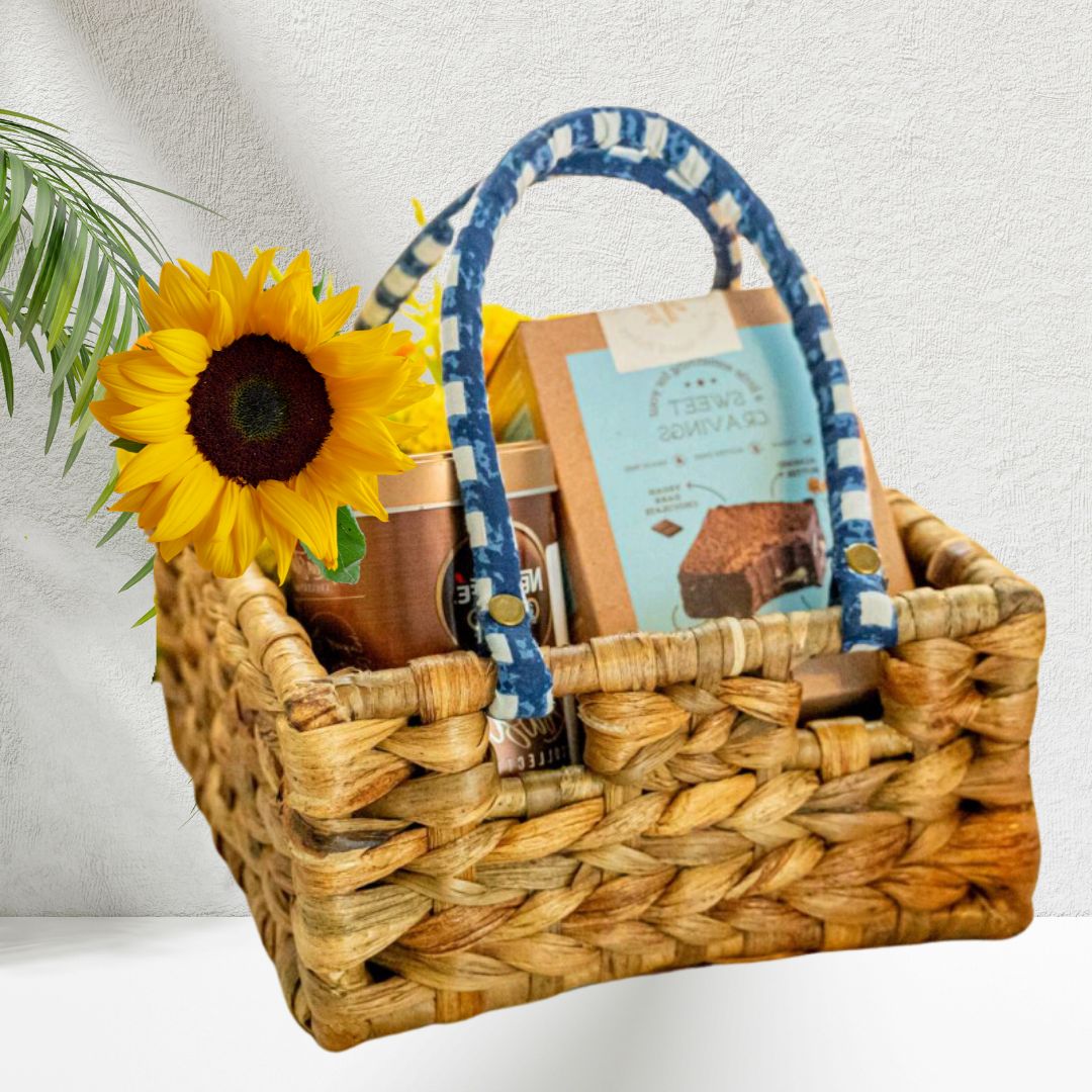 Square Water Hyacinth Basket | Gift Hamper | MultiPurpose Basket | Pack Of 1