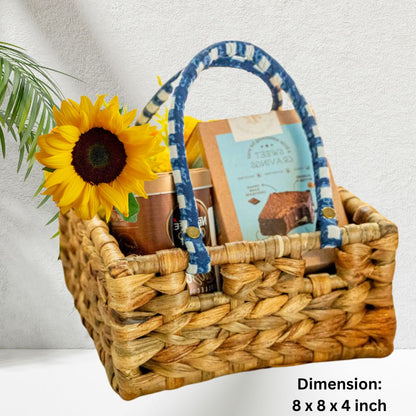 Square Water Hyacinth Basket | Gift Hamper | MultiPurpose Basket | Pack Of 1