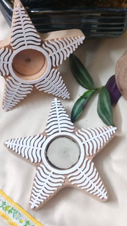 Handcrafted T-Light Wooden Candle Holders | Nakshatra Design