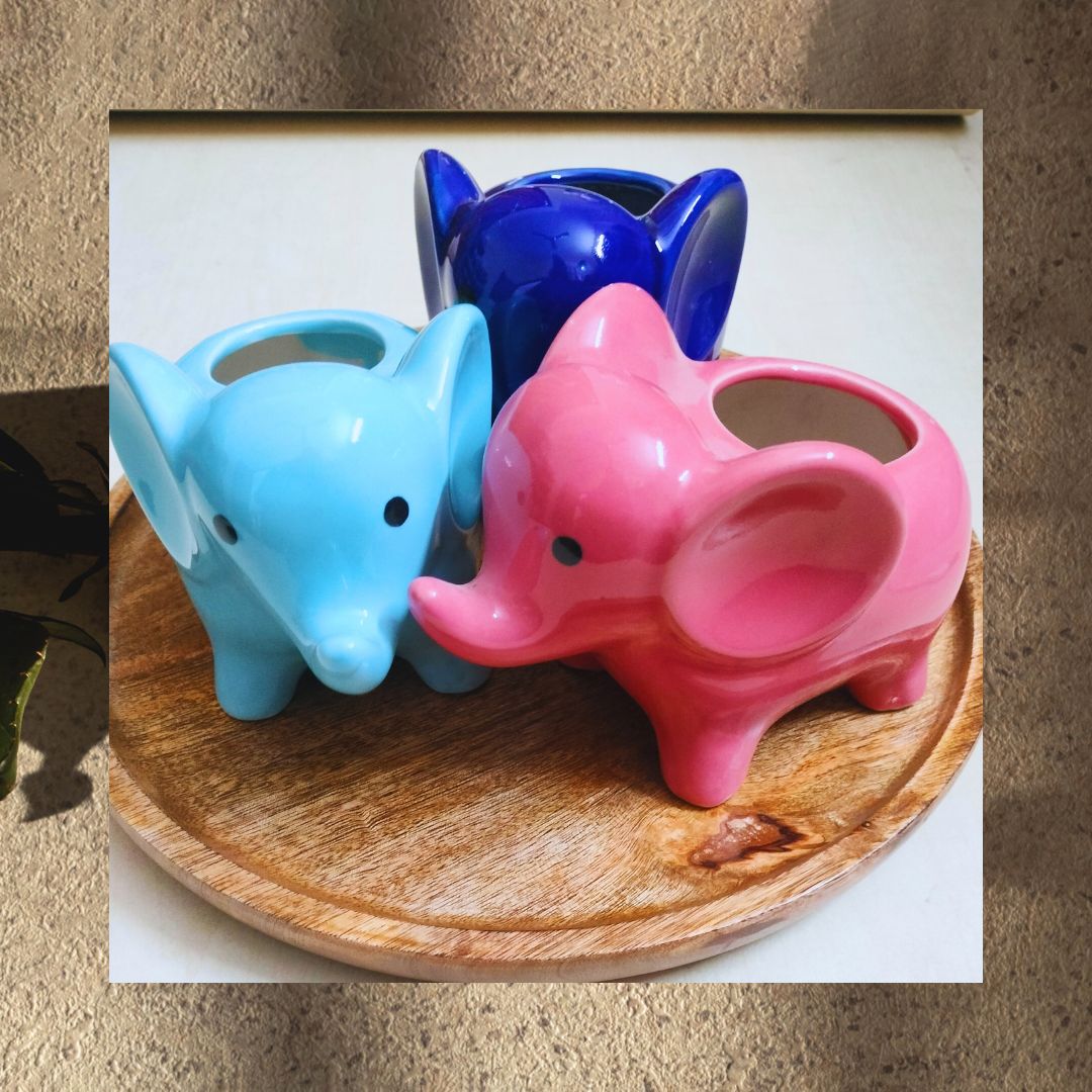 Baby Elephant Pot | Ceramic Planter Pot | Planter | 4 H X 3 D