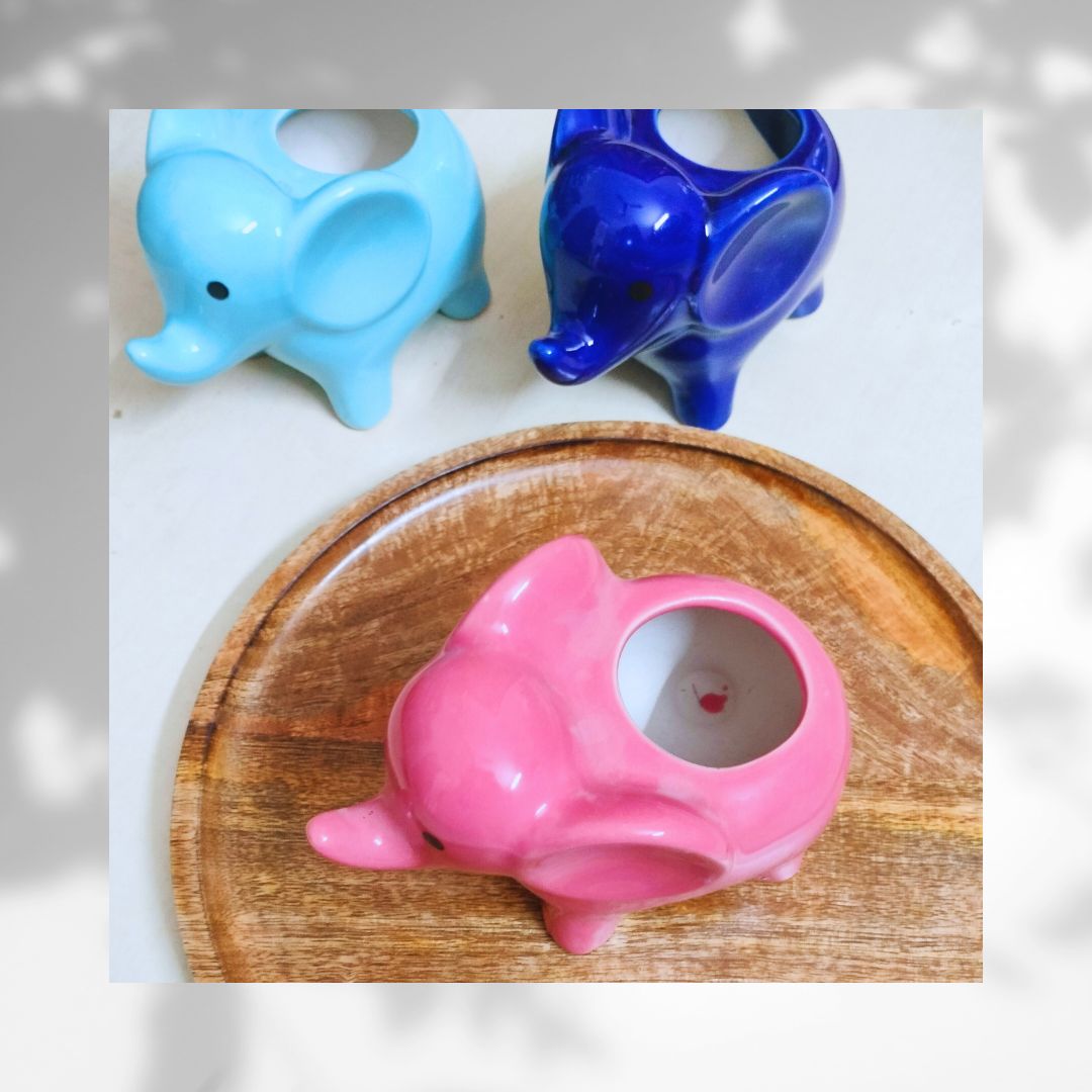 Baby Elephant Pot | Ceramic Planter Pot | Planter | 4 H X 3 D