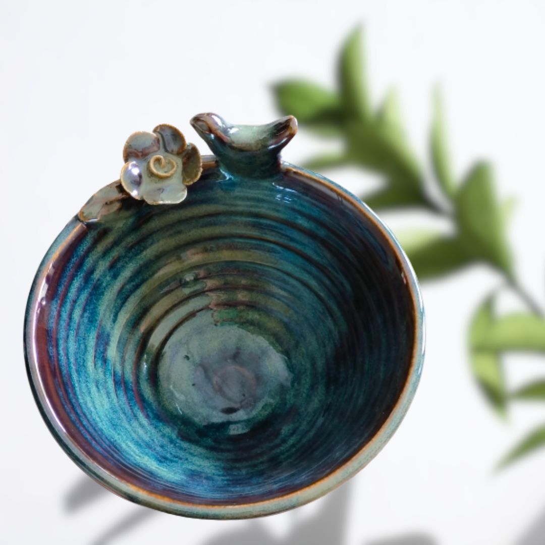 Pine Blue Handmade Wheel Thrown Pottery Glazed Bowl  | Set of 1