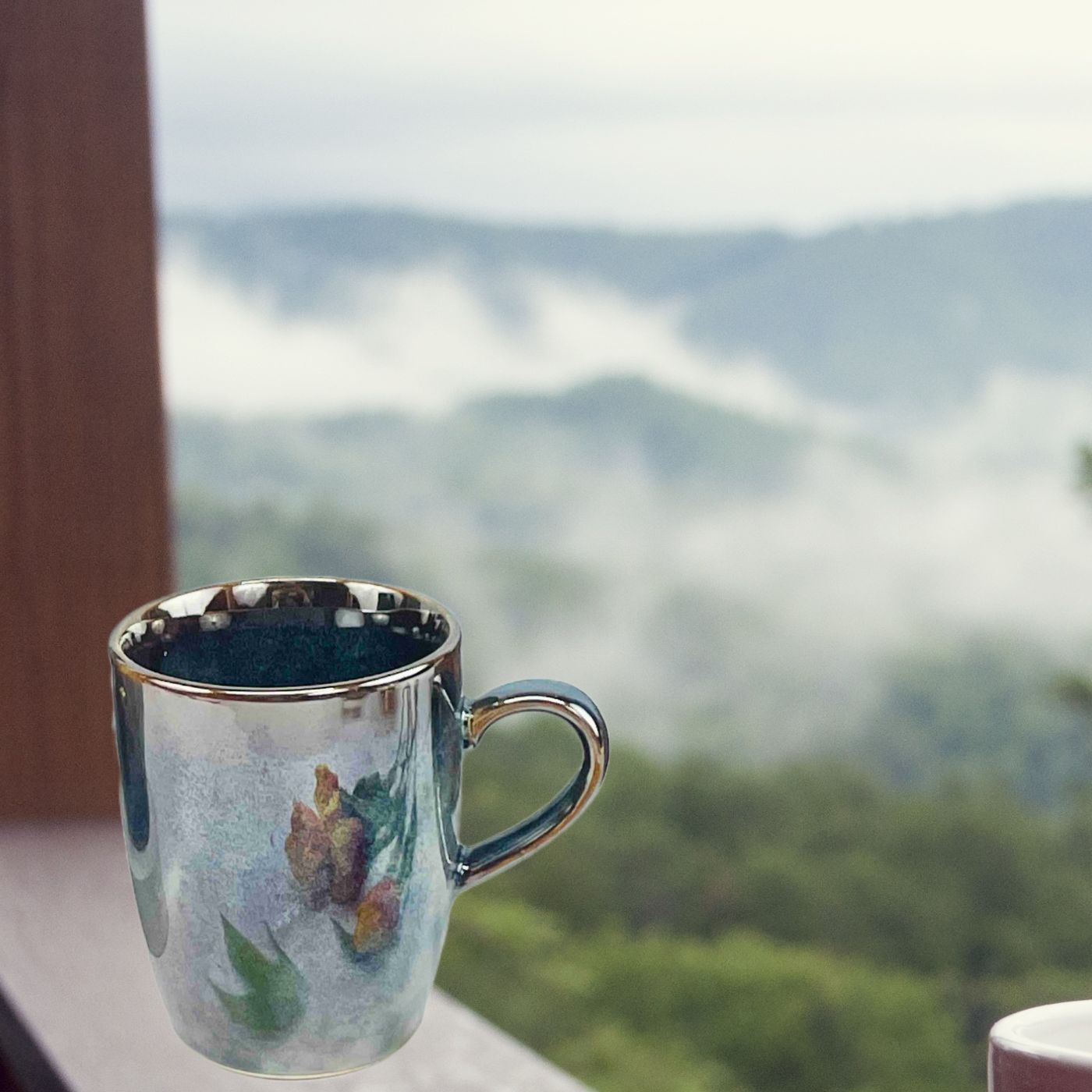 Glazed Black Blue Handcrafted Mug | Set of 2