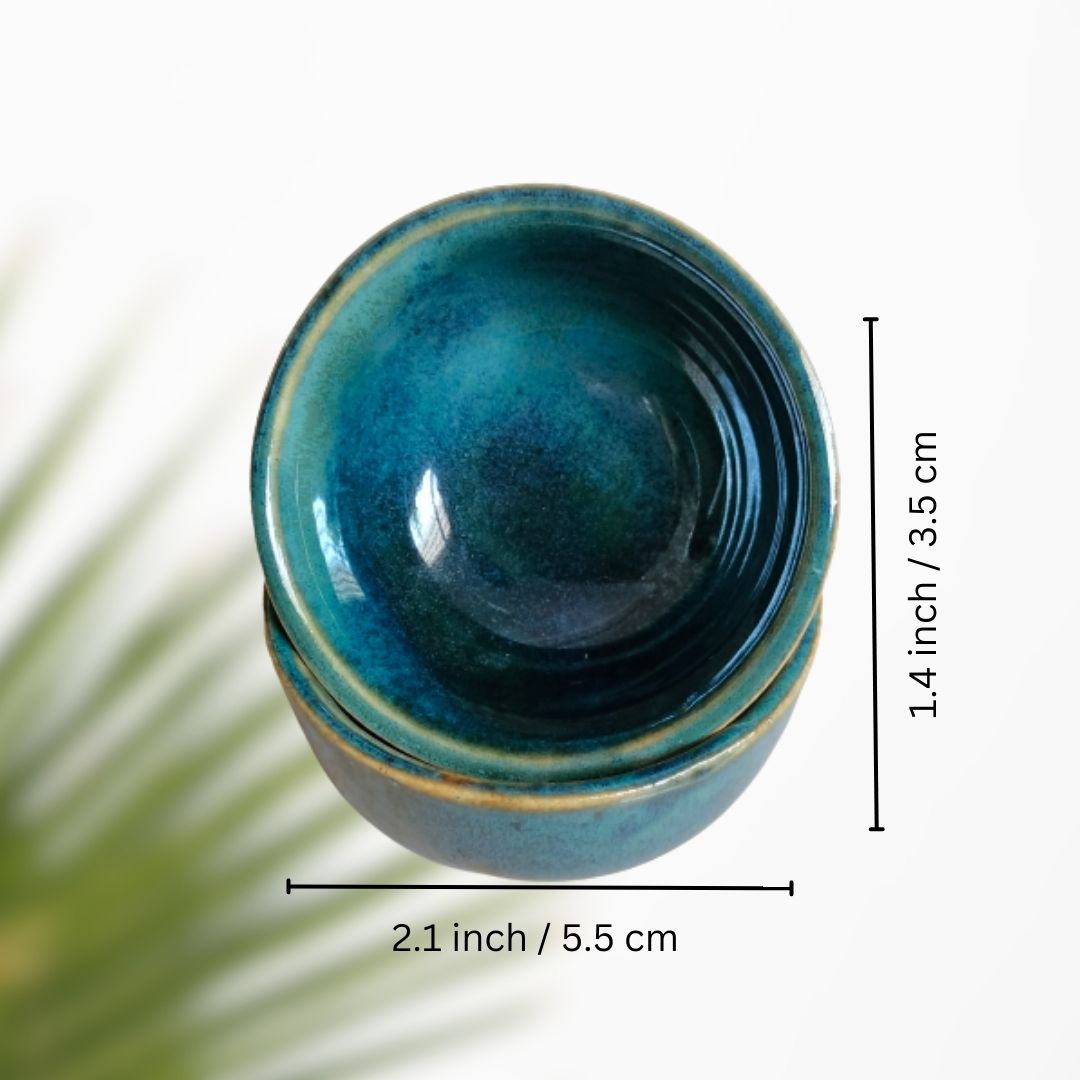 Emerald Green Blue Tint Dip Bowl | Set of 2