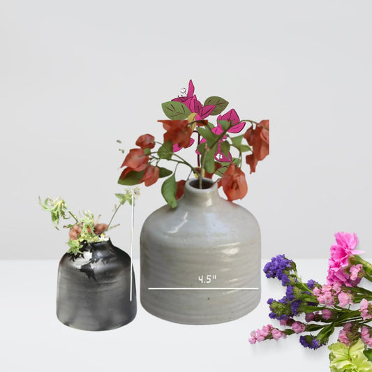 Black & Neutral Flower Vase | Set of 2