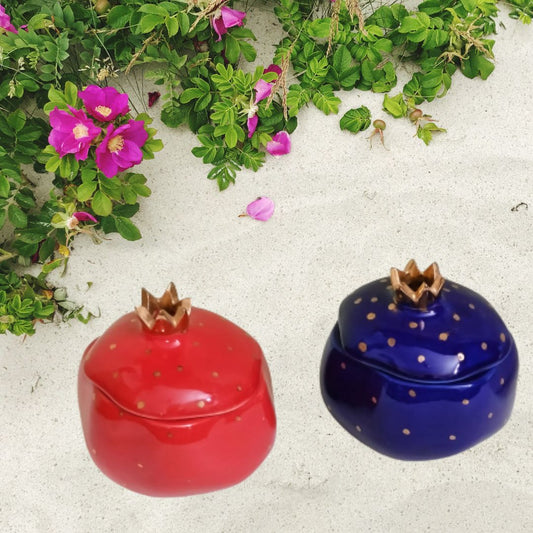 Pomegranate Red & Deep Blue Jar | Set of 2