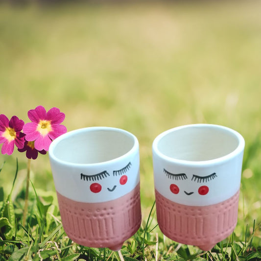 Hand-Crafted Pink Planter | Set of 2