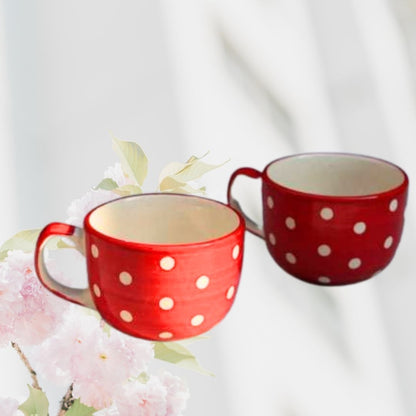 Red Polka Dot Mugs | Set of 2