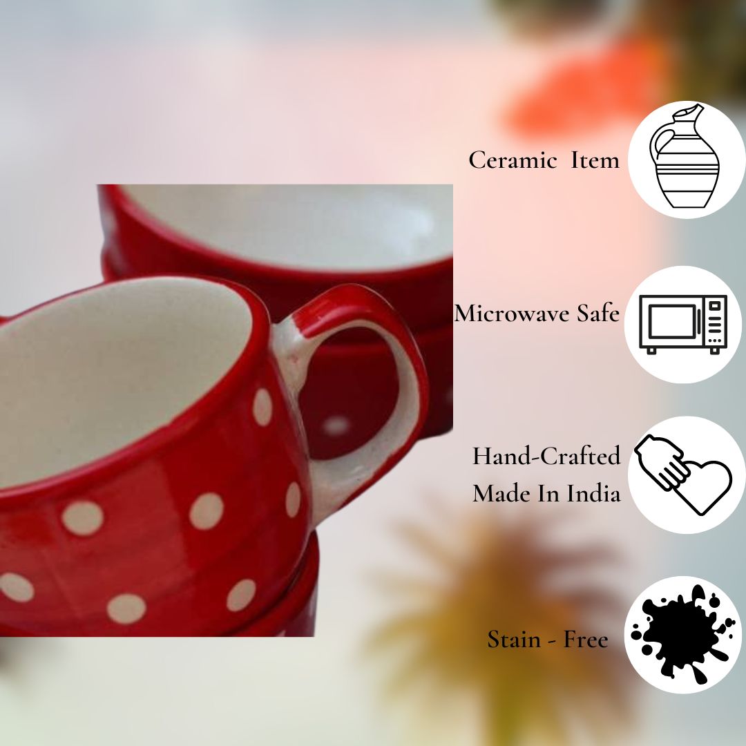 Red Polka Dot Mugs | Set of 2