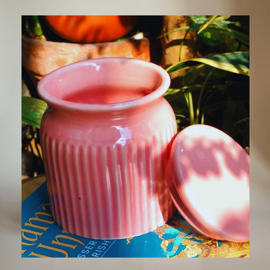 Pink Ribbed Candy Jar | 250 ml