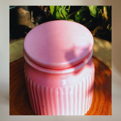 Pink Ribbed Candy Jar | 250 ml