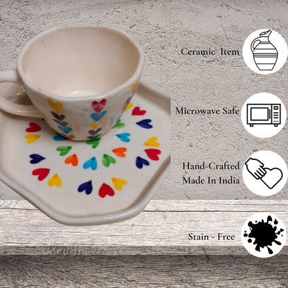 Rainbow Heart Cup & Plate Combo Set