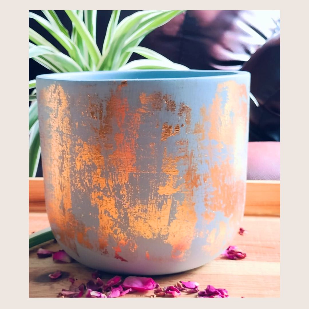 Gold Foiled Terracotta Clay Planter | Table Pot