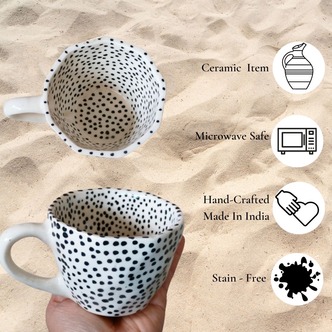 Polka Dot Handmade Ceramic Cup | Set of 2