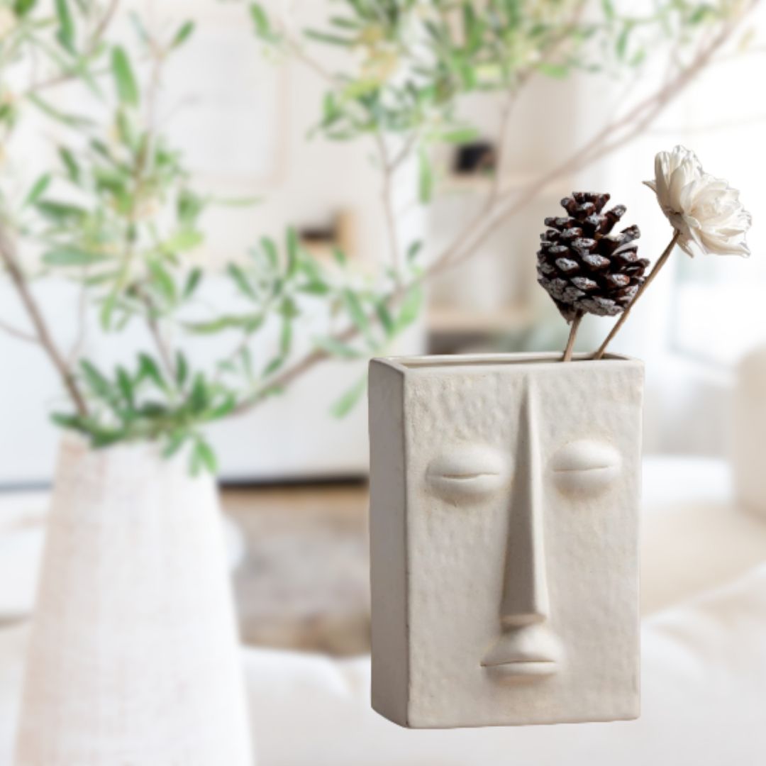 Neutral White Zen Face Vase | Set of 1