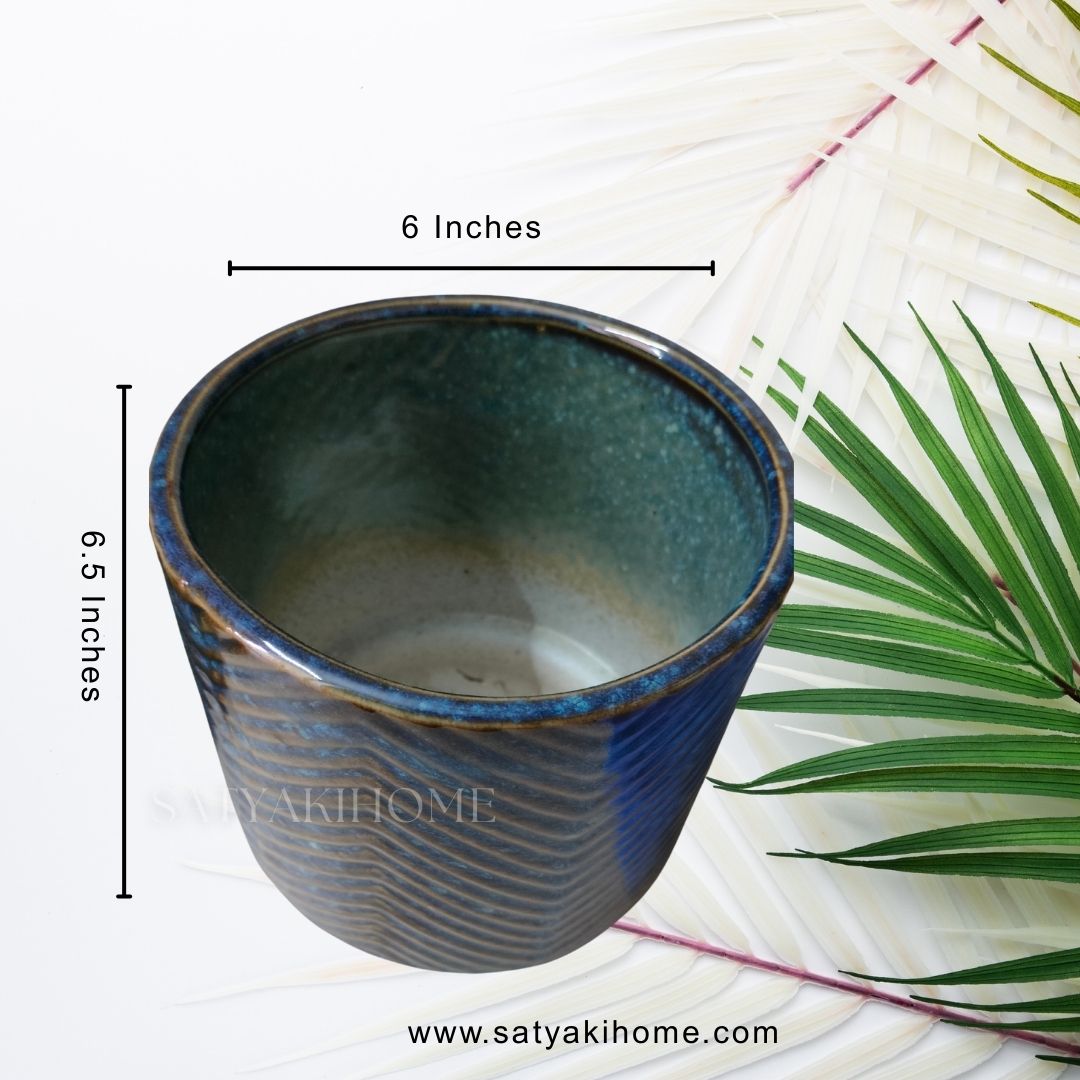 big blue planter pots Chevron Blue Ceramic Planter Pot – SATYAKI HOME