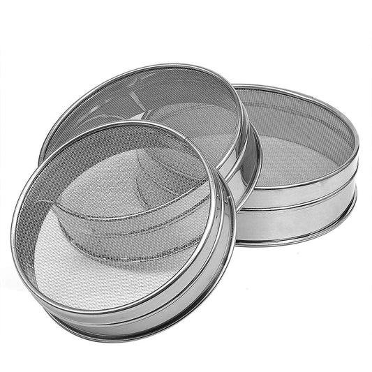 Stainless Steel Atta Sieve, Spices, Food Strainer, Atta Chaffee, Sieve Set of 3 Pieces (Fine Mesh)