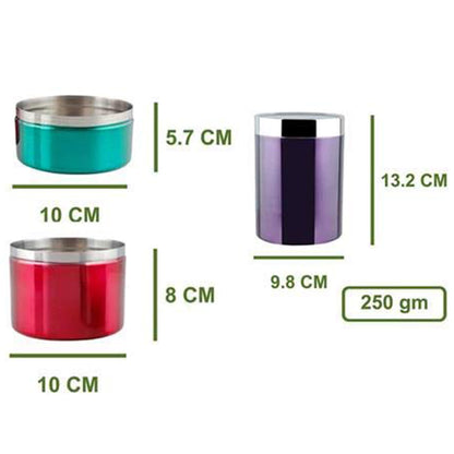 Stainless Steel Serving Canister for Home Table Set of 3 (Multicoloured)