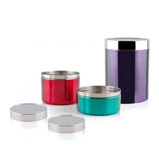 Stainless Steel Serving Canister for Home Table Set of 3 (Multicoloured)