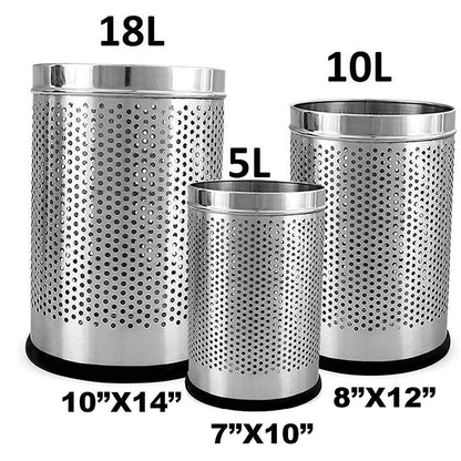 Stainless Steel Perforated Dustbin for Home and Office Use (Silver) - Pack of 3