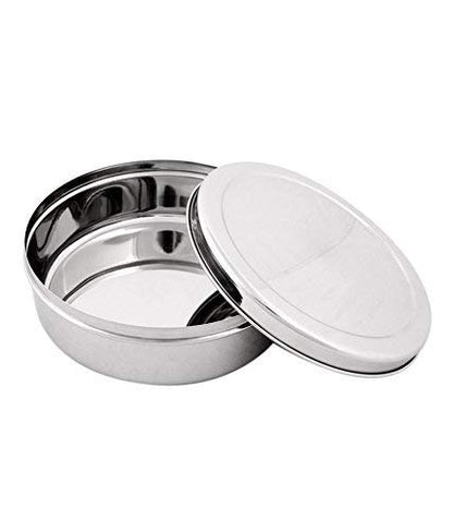 Stainless Steel Lunch Box Slim Flat & Sleek Food Storage Canisters Puri Roti Dabba Containers Set of 3