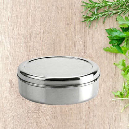 Stainless Steel Round 7 Compartment Spice Container with Spoon