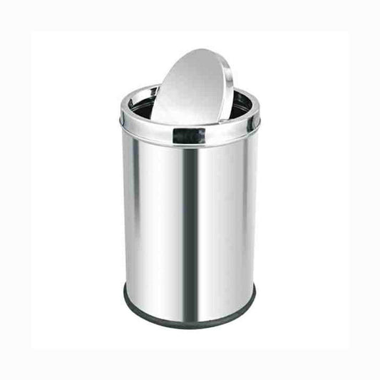 Stainless Steel Swing Dustbin for Home and Office Use (10 x 14-inch, Silver)