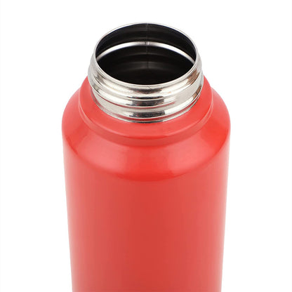 Stainless Steel Red Color Water Bottle, 1000 ml, Silver