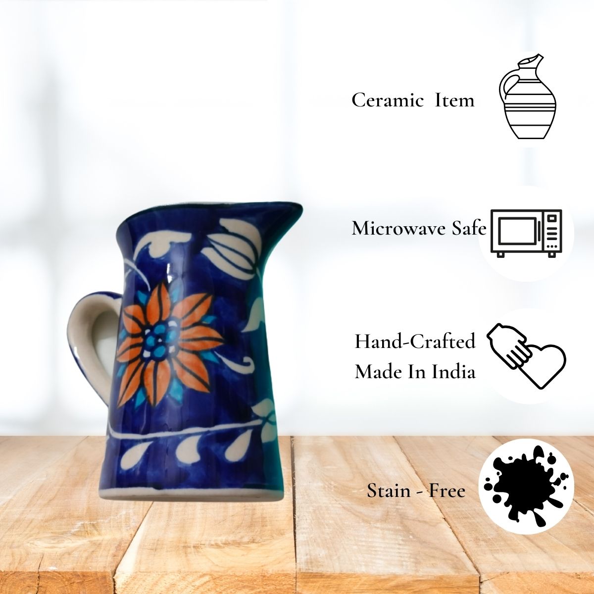 Hand-Painted Deep Blue Milk Pourer