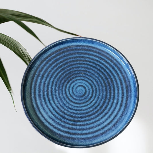 Deep Blue Nila Spiral Glazed Dinner / Serving Plate