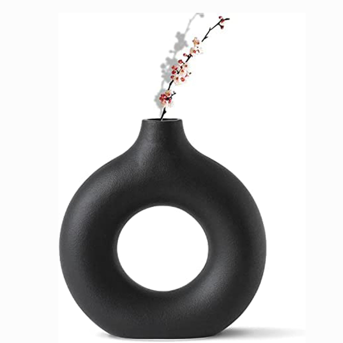 Black Donut Shape Vase for Home Décor