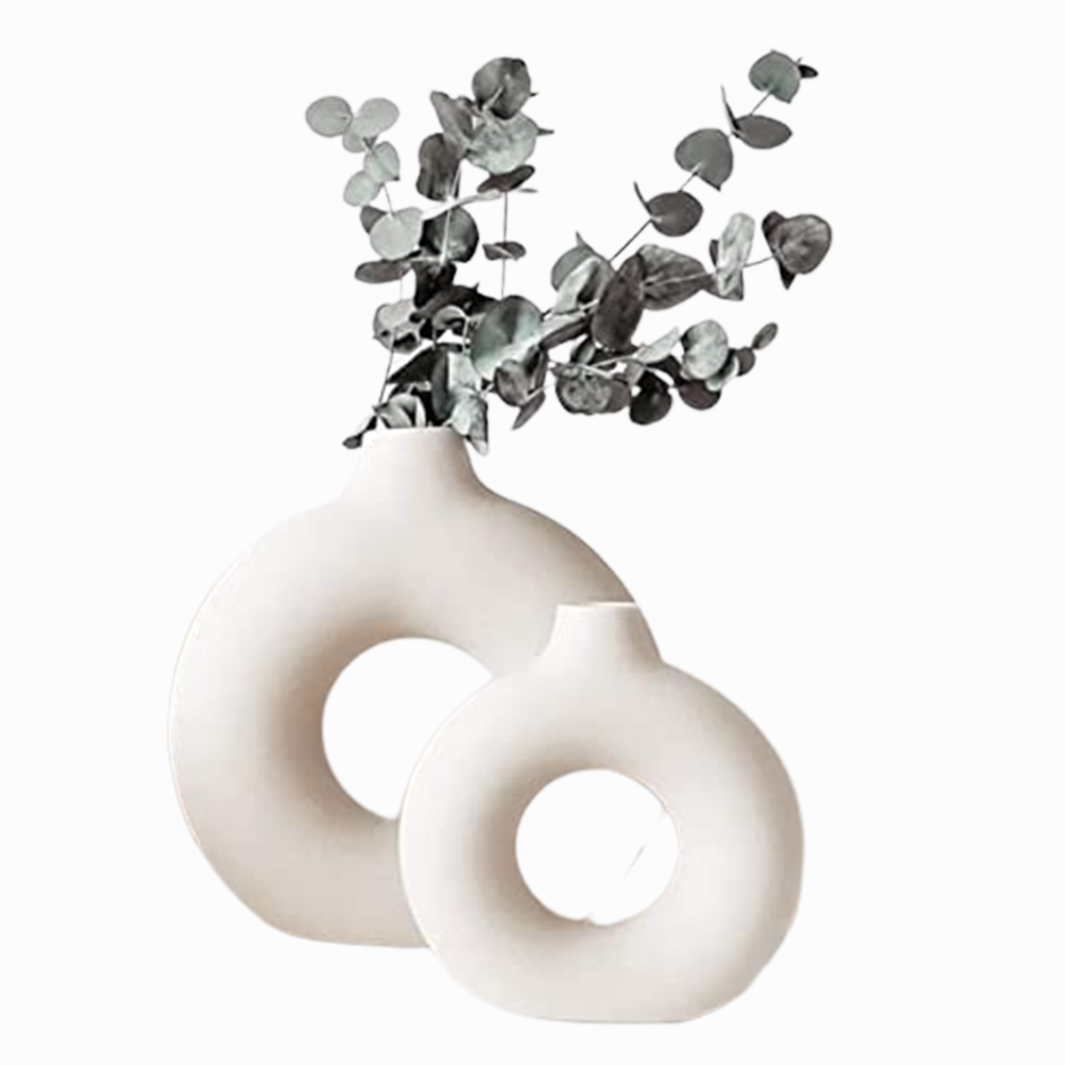 White Donut Shape Vase for Home Décor