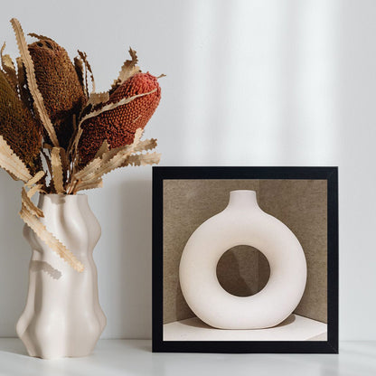 White Donut Shape Vase for Home Décor