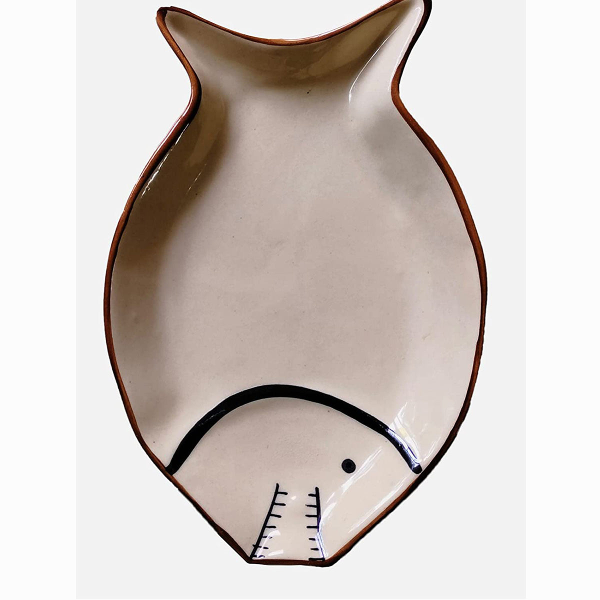 Studio Pottery Handcrafted Ceramic Fish-Shaped Glossy Serving Platter