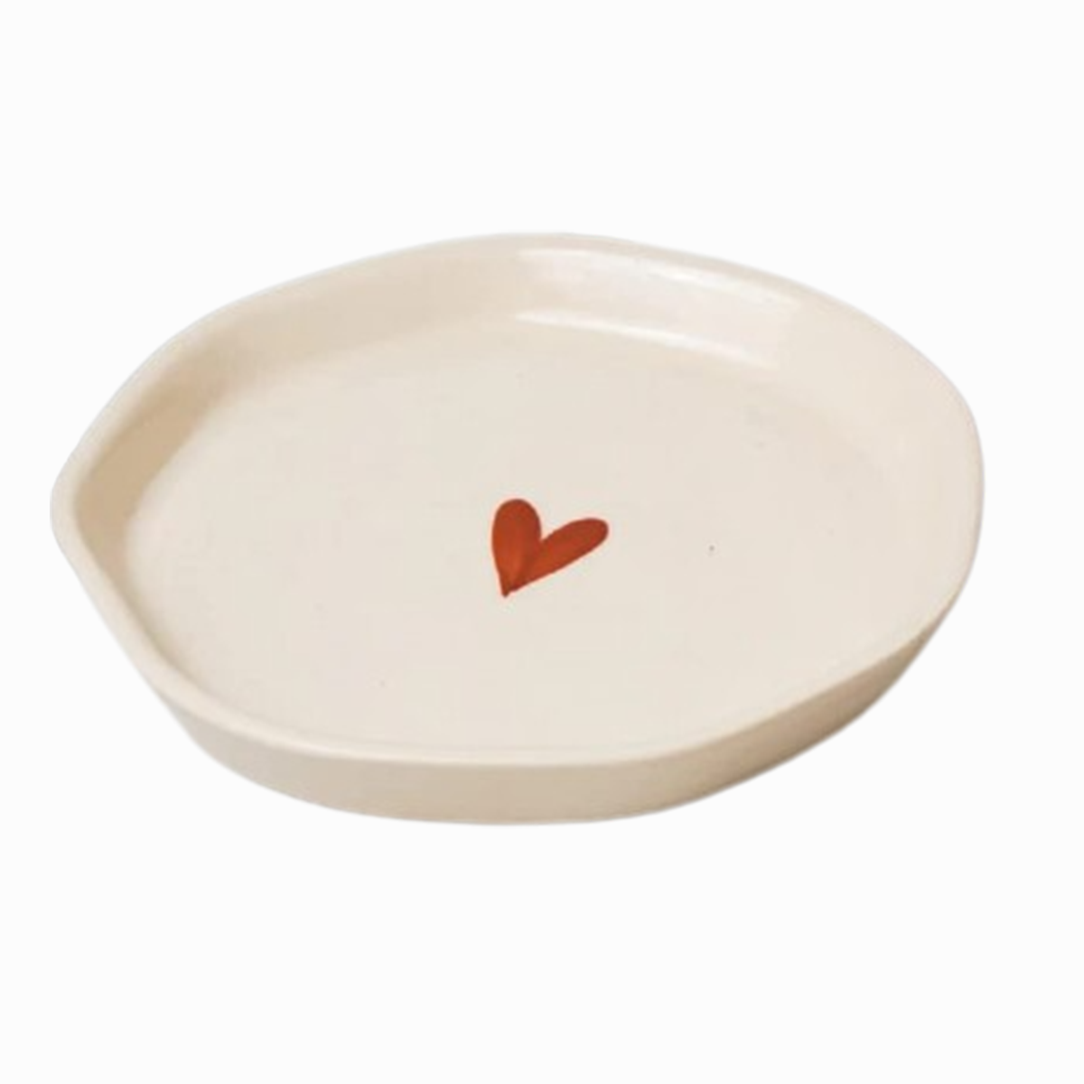 Love Heart Hand- Painted Ceramic Dessert | Snack Plate