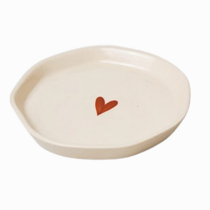 Love Heart Hand- Painted Ceramic Dessert | Snack Plate